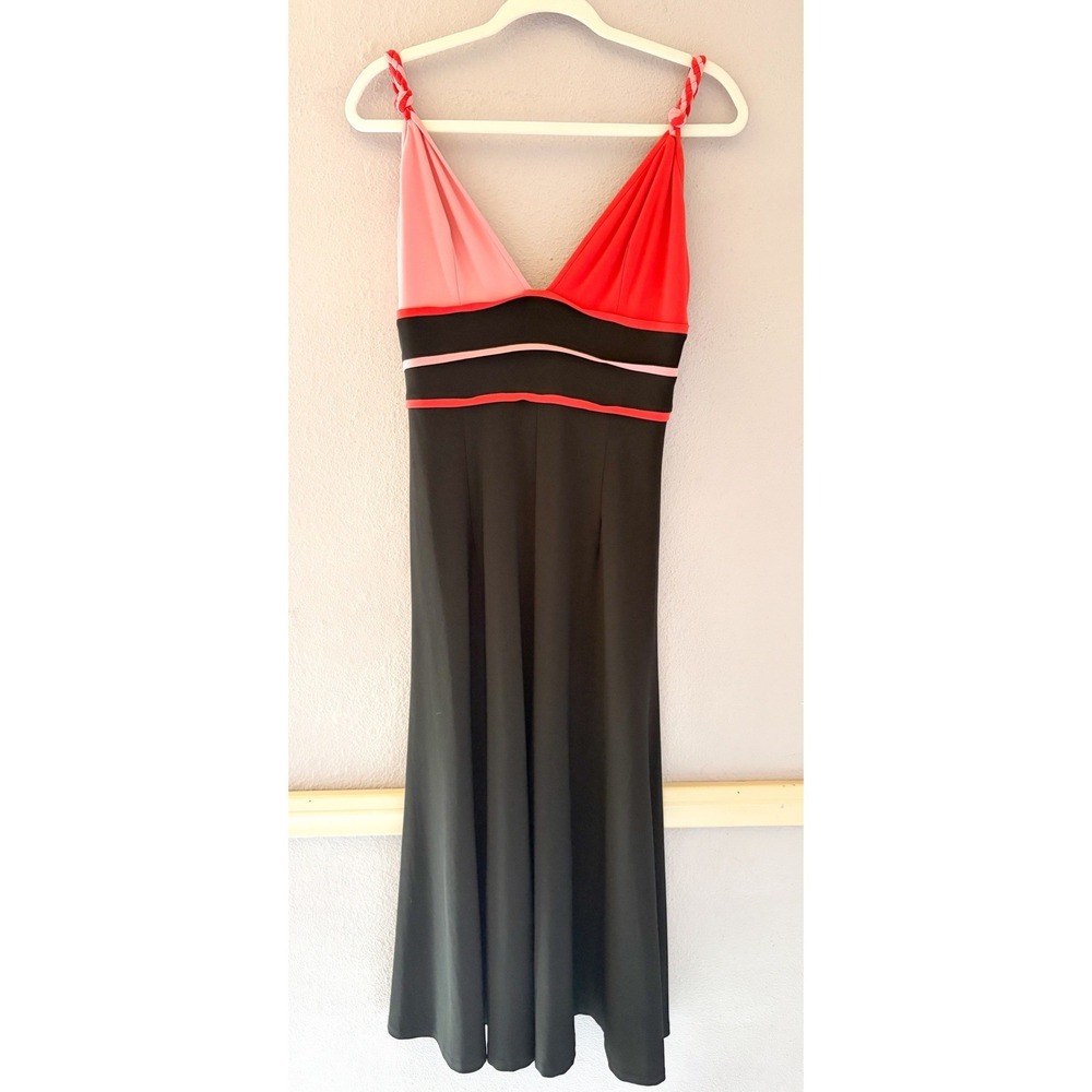 Leona Edmiston Frocks Y2K Colorblock Midi Dress Whimsigoth Braided Straps Size 2